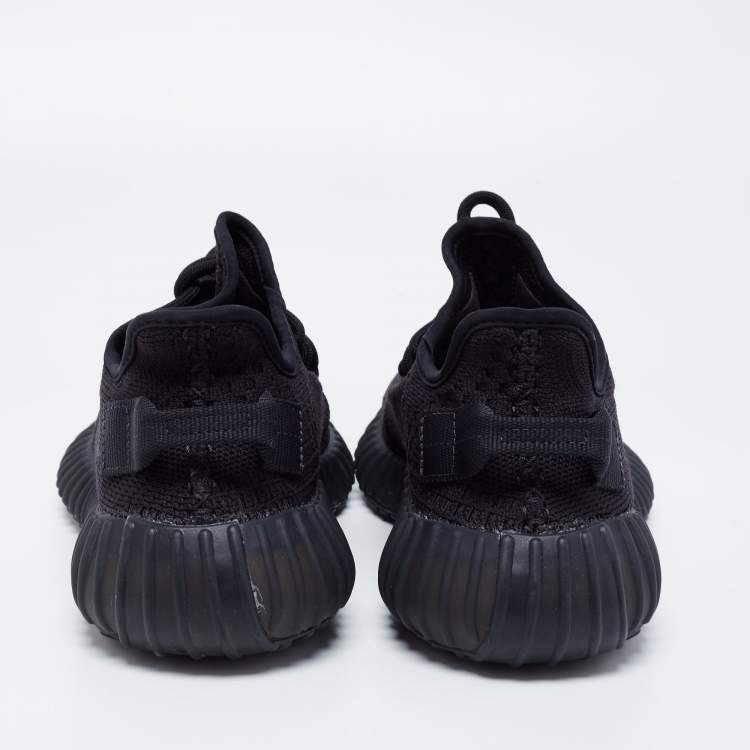 Pre Owned Yeezy x Adidas Black Knit Fabric Boost 350 V2  Sneakers Size 38