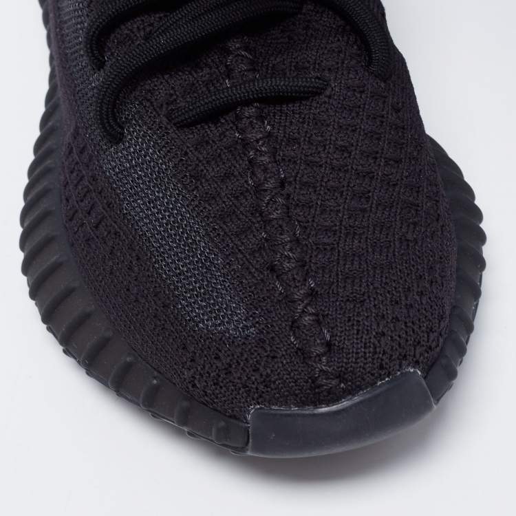 Pre Owned Yeezy x Adidas Black Knit Fabric Boost 350 V2  Sneakers Size 38