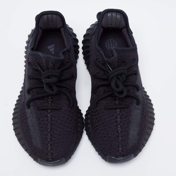 Pre Owned Yeezy x Adidas Black Knit Fabric Boost 350 V2  Sneakers Size 38