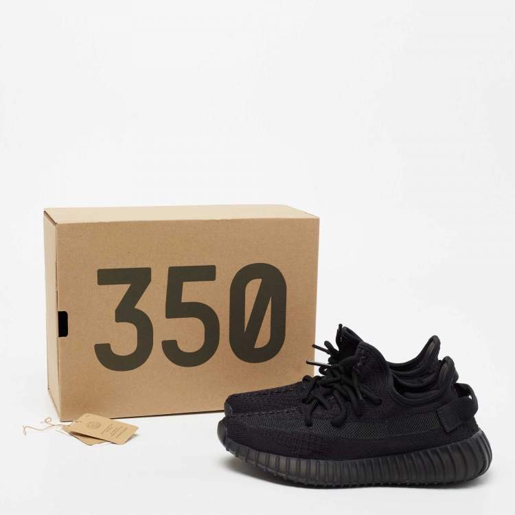 Pre Owned Adidas Yeezy Black Knit Fabric And Mesh Non-Reflective Sneakers Size 38