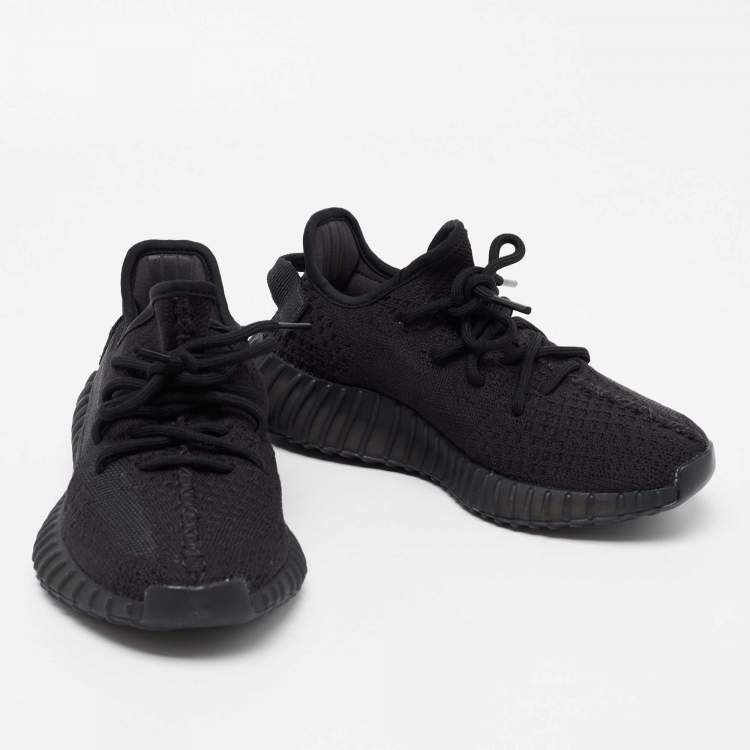 Pre Owned Adidas Yeezy Black Knit Fabric And Mesh Non-Reflective Sneakers Size 38