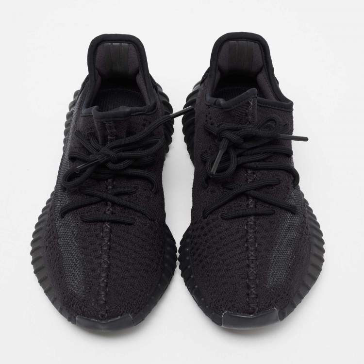 Pre Owned Adidas Yeezy Black Knit Fabric And Mesh Non-Reflective Sneakers Size 38