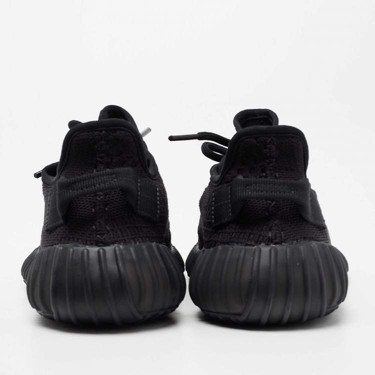 Pre Owned Adidas Yeezy Black Knit Fabric And Mesh Non-Reflective Sneakers Size 38
