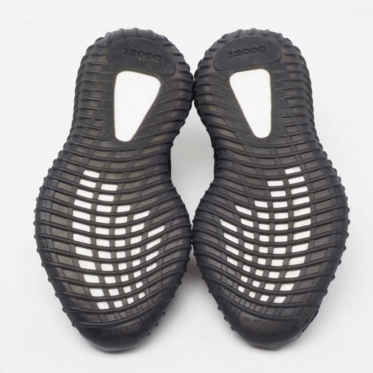 Pre Owned Adidas Yeezy Black Knit Fabric And Mesh Non-Reflective Sneakers Size 38