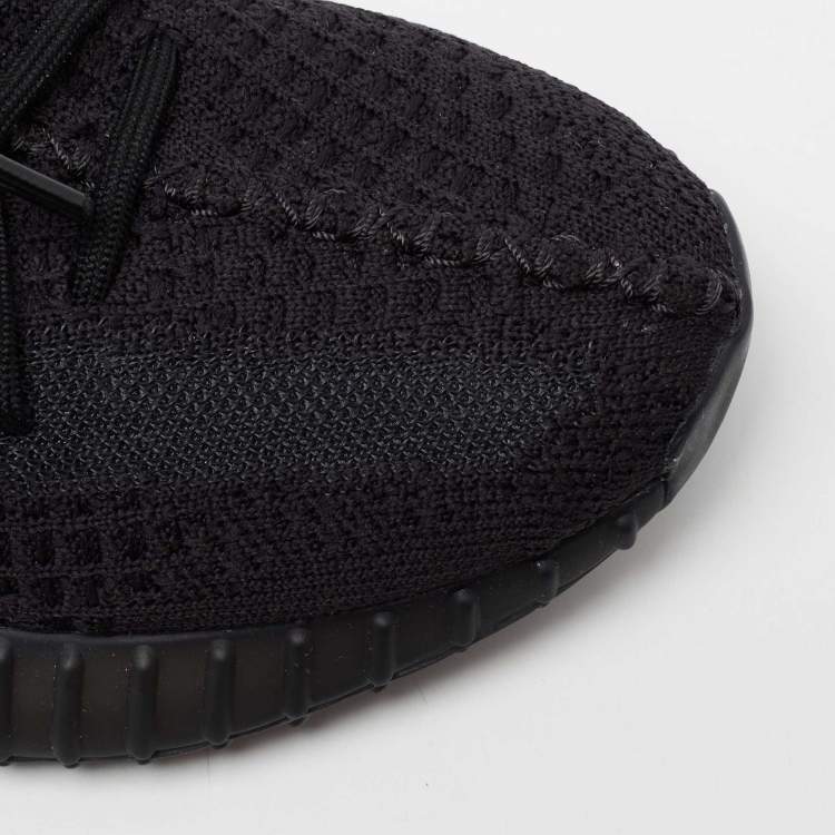 Pre Owned Adidas Yeezy Black Knit Fabric And Mesh Non-Reflective Sneakers Size 38