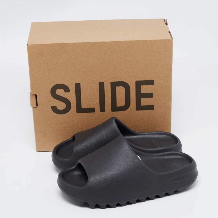 Pre Owned Yeezy x adidas Black Rubber Onyx Flat Slides Size 38 