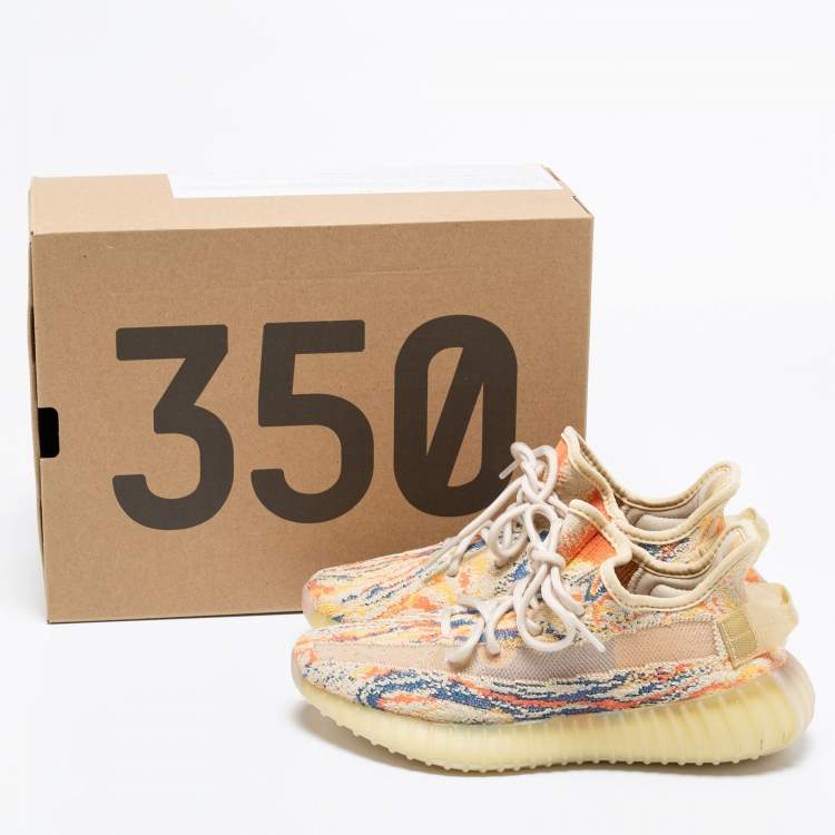 مملوكة مسبقًا Yeezy Multicolor Knit Fabric Boost 350 V2 Mx Oat Sneakers Size 36