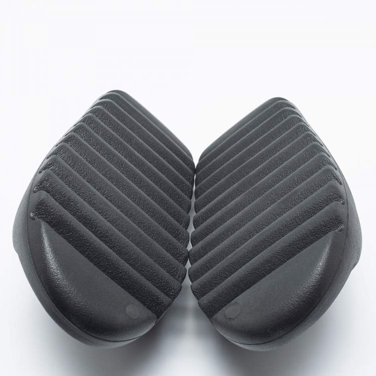 Pre Owned Yeezy x Adidas Black Rubber Onyx Flat Slides Size 40.5