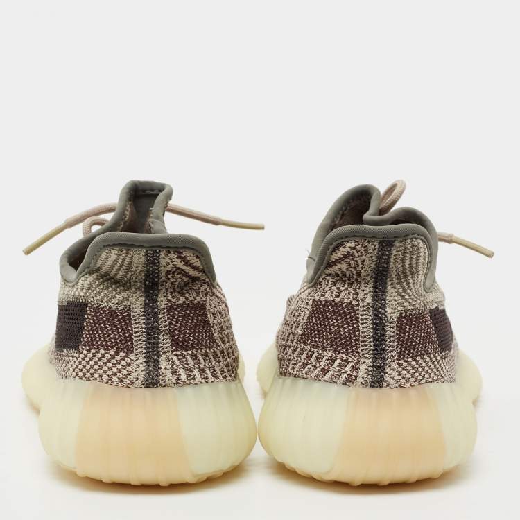 Pre Owned Yeezy x Adidas Brown Knit Fabric Boost 350 V2 Zyon Low-Top Sneakers Size 39 1/3