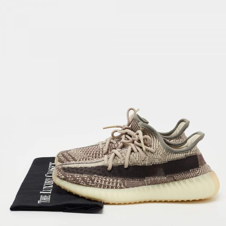 Pre Owned Yeezy x Adidas Brown Knit Fabric Boost 350 V2 Zyon Low-Top Sneakers Size 39 1/3