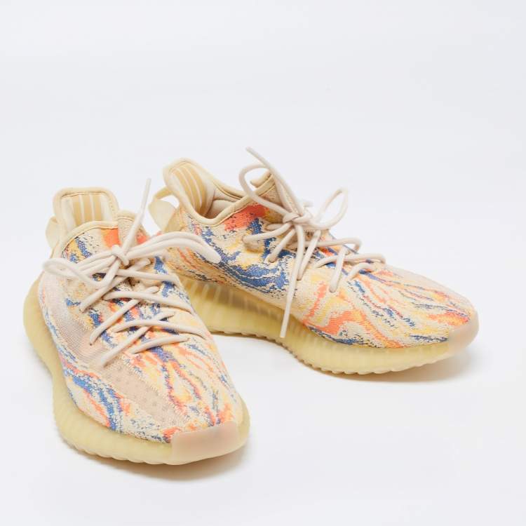 Pre Owned Yeezy x adidas Multicolor Knit Fabric Boost-350-v2-Mx-Oat Sneakers Size 40 2/3
