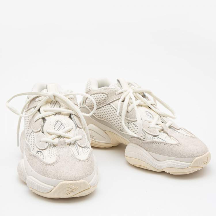 Pre Owned Yeezy x Adidas White/Grey Suede and Fabric  Yeezy 500 Sneakers Size 38