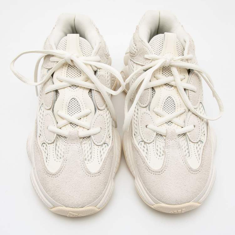 Pre Owned Yeezy x Adidas White/Grey Suede and Fabric  Yeezy 500 Sneakers Size 38