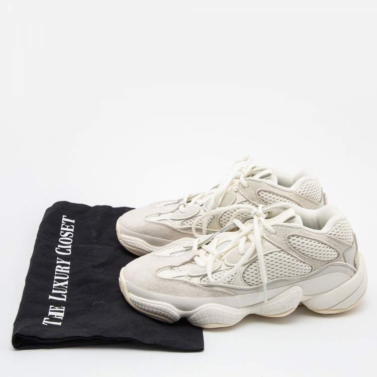 Pre Owned Yeezy x Adidas White/Grey Suede and Fabric  Yeezy 500 Sneakers Size 38