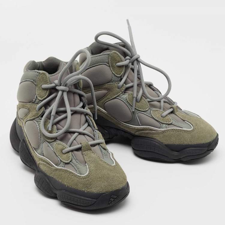 Pre Owned Yeezy x Adidas Grey Suede and Neoprene 500 High Mist Slate Sneakers Size 38