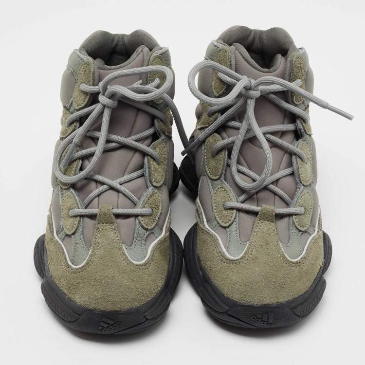 Pre Owned Yeezy x Adidas Grey Suede and Neoprene 500 High Mist Slate Sneakers Size 38