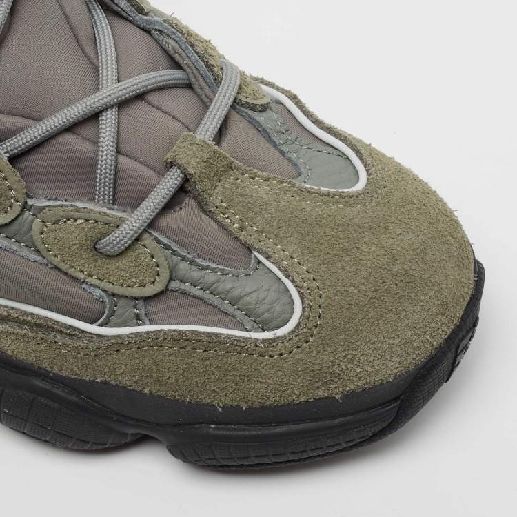 Pre Owned Yeezy x Adidas Grey Suede and Neoprene 500 High Mist Slate Sneakers Size 38