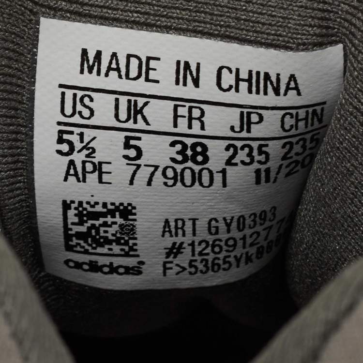 Pre Owned Yeezy x Adidas Grey Suede and Neoprene 500 High Mist Slate Sneakers Size 38