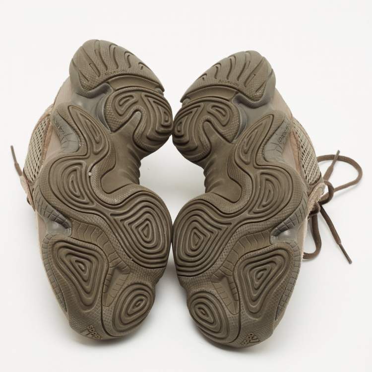 Pre Owned Yeezy x Adidas Green/Grey Suede and Fabric Yeezy 500 Clay-Brown Sneakers Size 36 2/3