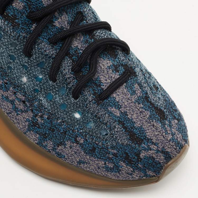 Pre Owned Yeezy x Adidas Blue/Grey Knit Fabric Boost 380 Covellite Sneakers Size 39 1/3