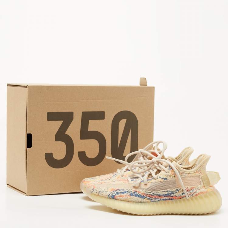 Pre Owned Yeezy Multicolor Knit Fabric Boost 350 V2 Mx Oat Sneakers Size FR 36