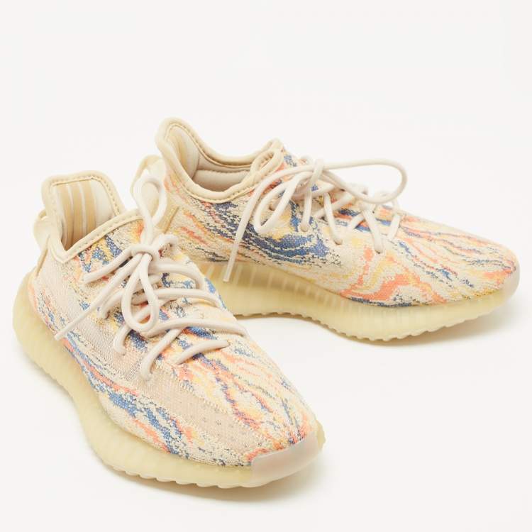 Pre Owned Yeezy Multicolor Knit Fabric Boost 350 V2 Mx Oat Sneakers Size FR 36