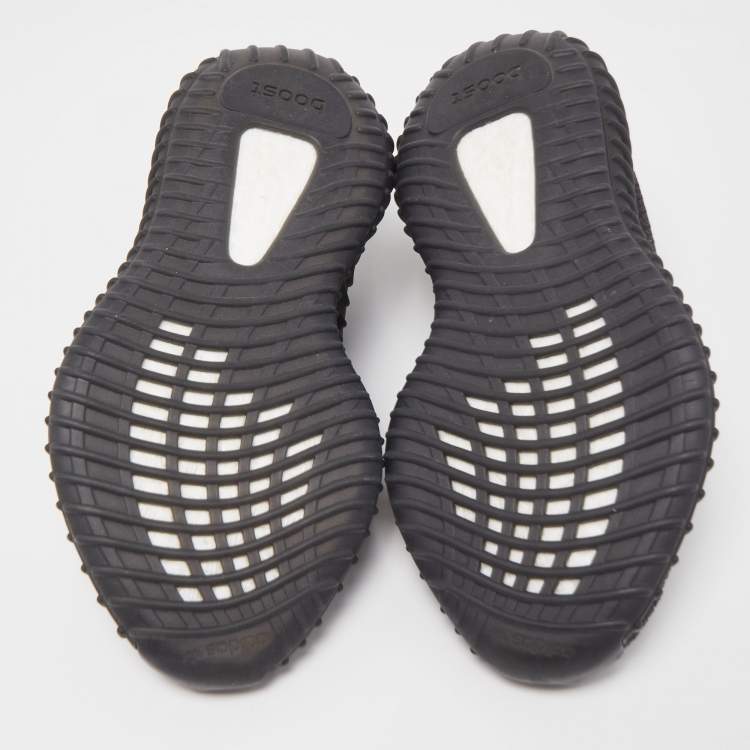 Pre Owned Yeezy x Adidas Black Knit Fabric Boost 350 V2 Black Angel Non Reflective Sneakers Size 36 2/3