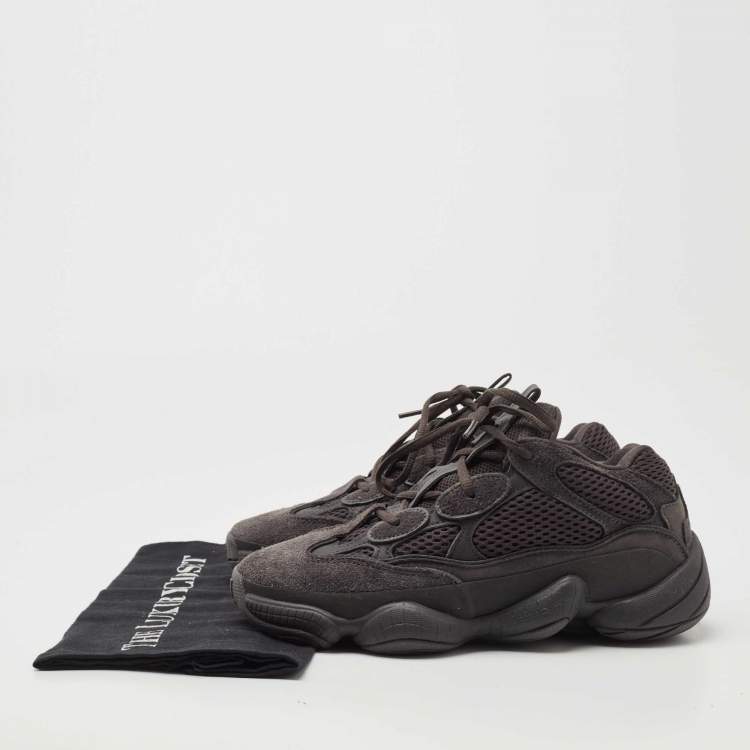 Pre Owned Yeezy x Adidas Black Mesh and Suede Boost 500 Utility Black Sneakers Size 38 2/3