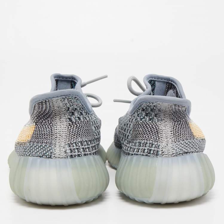 Pre Owned Yeezy x Adidas Blue Knit Fabric Boost 350 V2 Ash Blue Sneakers Size 38