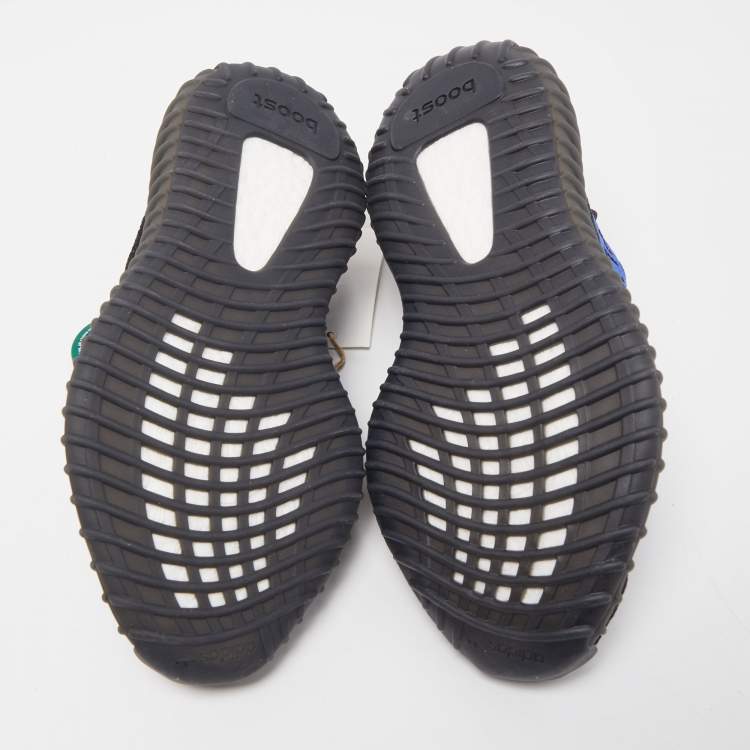 Pre Owned Yeezy x Adidas Navy Blue/Black Knit Fabric Boost 350 V2 Sneakers Size 38