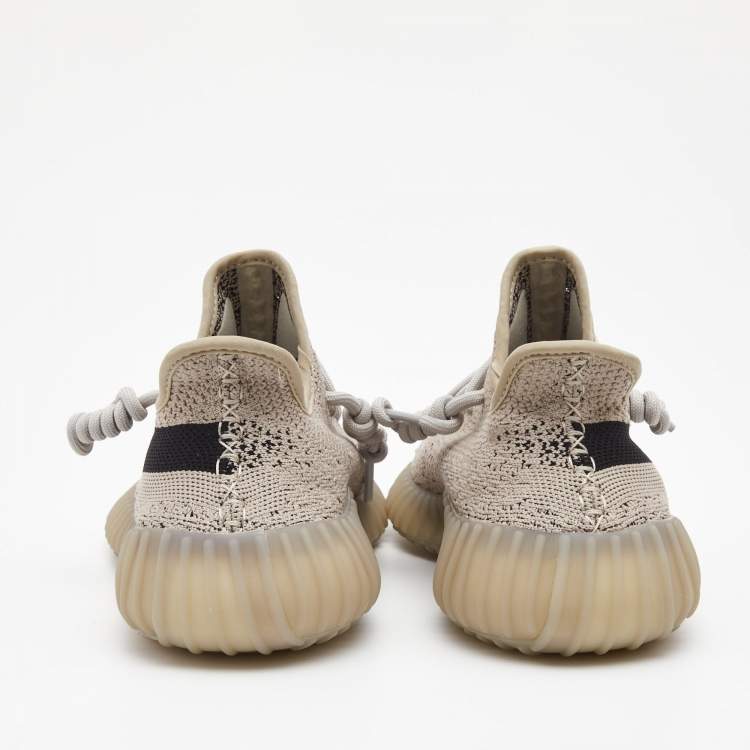Pre Owned Yeezy x Adidas White Fabric Boost 350 V2 Slate Core Sneakers Size 37 2/3
