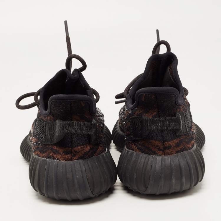 Pre Owned Yeezy x Adidas Black/Brown Knit Fabric Boost 350 V2 MX Rock Sneakers Size 38