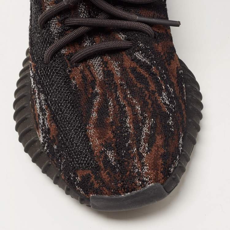 Pre Owned Yeezy x Adidas Black/Brown Knit Fabric Boost 350 V2 MX Rock Sneakers Size 38