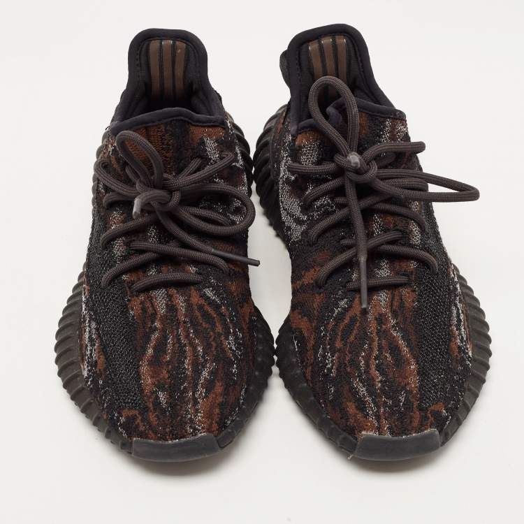 Pre Owned Yeezy x Adidas Black/Brown Knit Fabric Boost 350 V2 MX Rock Sneakers Size 38