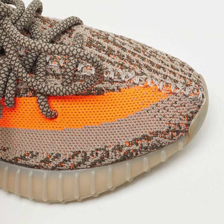 مملوكة مسبقًا Yeezy x Adidas Grey/Orange Knit Fabric Boost 350 V2 Beluga Reflective Sneakers Size 36 2/3