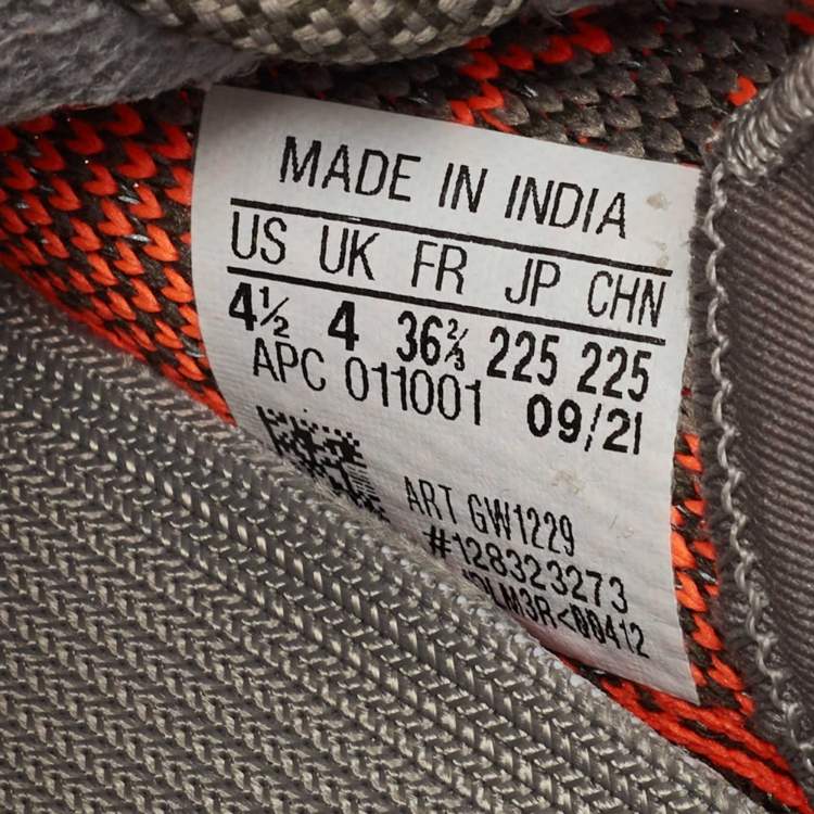 مملوكة مسبقًا Yeezy x Adidas Grey/Orange Knit Fabric Boost 350 V2 Beluga Reflective Sneakers Size 36 2/3