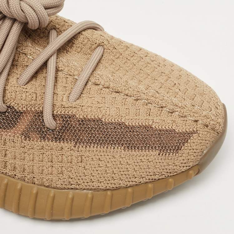 مملوكة مسبقًا Yeezy x Adidas Brown Mesh and Fabric Boost 350 V2 Earth Sneakers Size 39 1/3