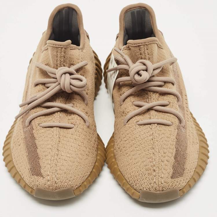 مملوكة مسبقًا Yeezy x Adidas Brown Mesh and Fabric Boost 350 V2 Earth Sneakers Size 39 1/3