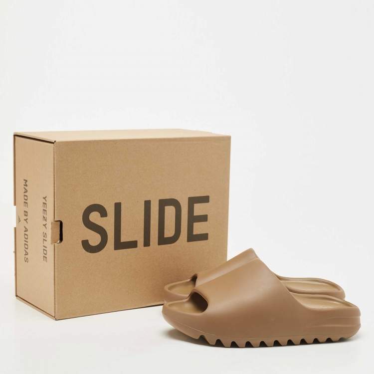 Pre Owned Yeezy x Adidas Brown Rubber Ochre Flat Slides Size 38