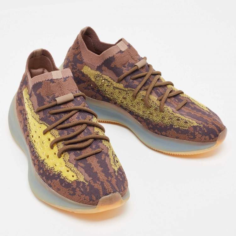 مملوكة مسبقًا Yeezy x Adidas Brown/Yellow Knit Fabric Boost 380 Imnte Sneakers Size 44.5