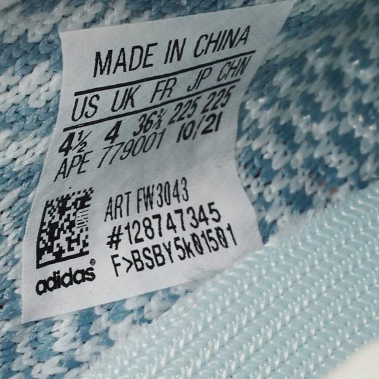 Pre Owned Yeezy x Adidas Whiite/Blue Knit Fabric Boost 350 V2 Cloud White Non Reflective Sneakers Size 36 2/3 