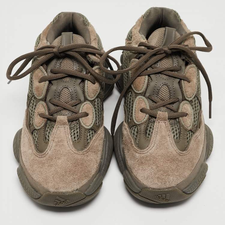 Pre Owned Yeezy x Adidas Brown Suede and Mesh 500 Clay Brown Sneakers Size 39 1/3