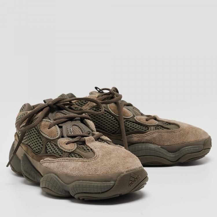 Pre Owned Yeezy x Adidas Brown Suede and Mesh 500 Clay Brown Sneakers Size 39 1/3
