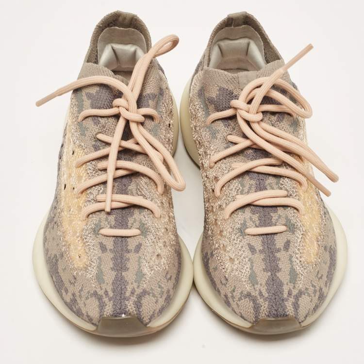 Pre Owned Yeezy x Adidas Grey/Beige Knit Fabric  Boost 380 Mist Sneakers Size 38
