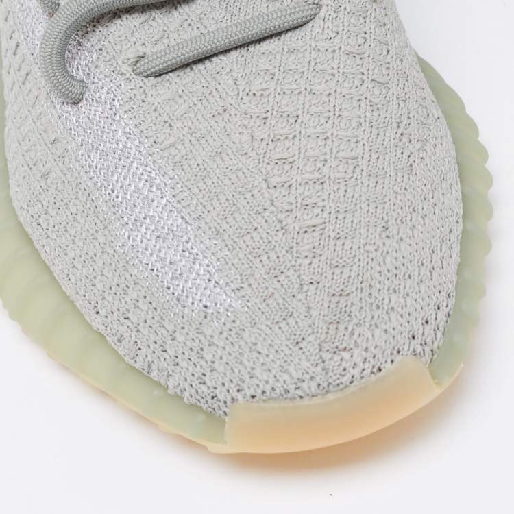 Pre Owned Yeezy x Adidas Grey  Knit Fabric Boost 350-v2 desert sage Sneakers Size 38