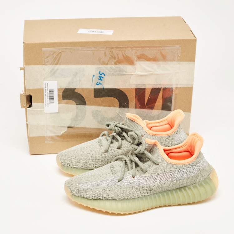 Pre Owned Yeezy x Adidas Grey  Knit Fabric Boost 350-v2 desert sage Sneakers Size 38