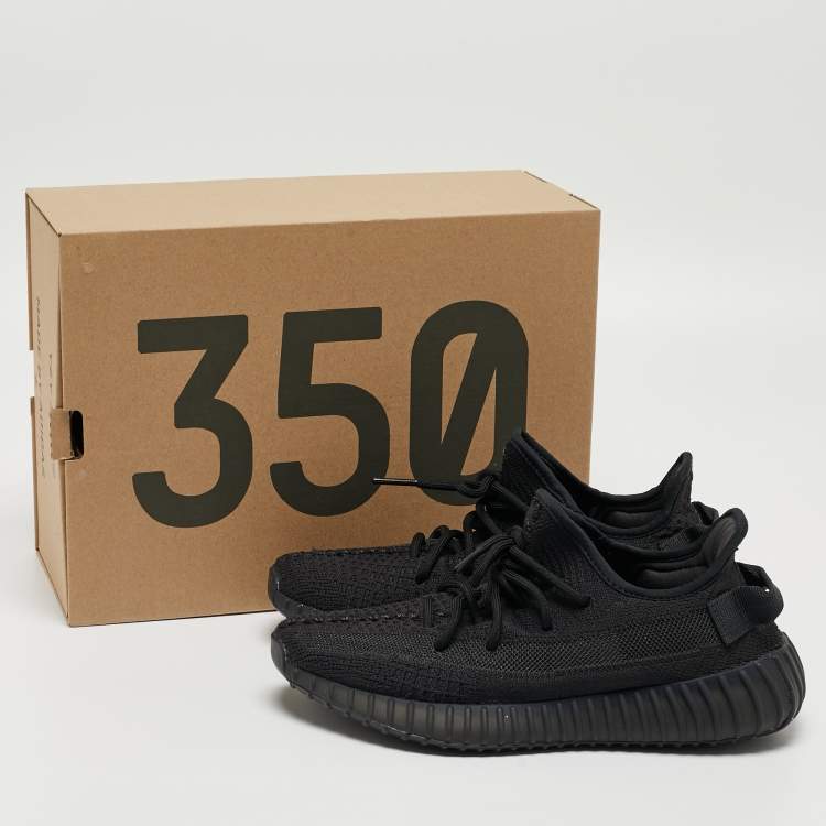 مملوكة مسبقًا Yeezy x Adidas Black Knit Fabric Boost 350 V2 Onyx Sneakers Size 40