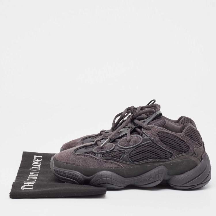 Pre Owned Yeezy x Adidas Black Suede and Mesh Yeezy 500 Utility Black Sneakers Size 38 2/3