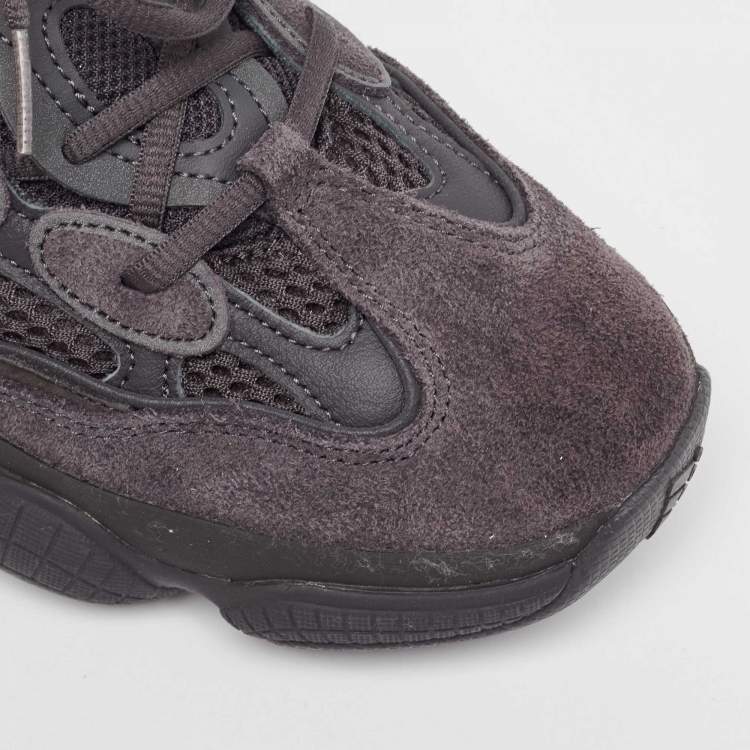 Pre Owned Yeezy x Adidas Black Suede and Mesh Yeezy 500 Utility Black Sneakers Size 38 2/3