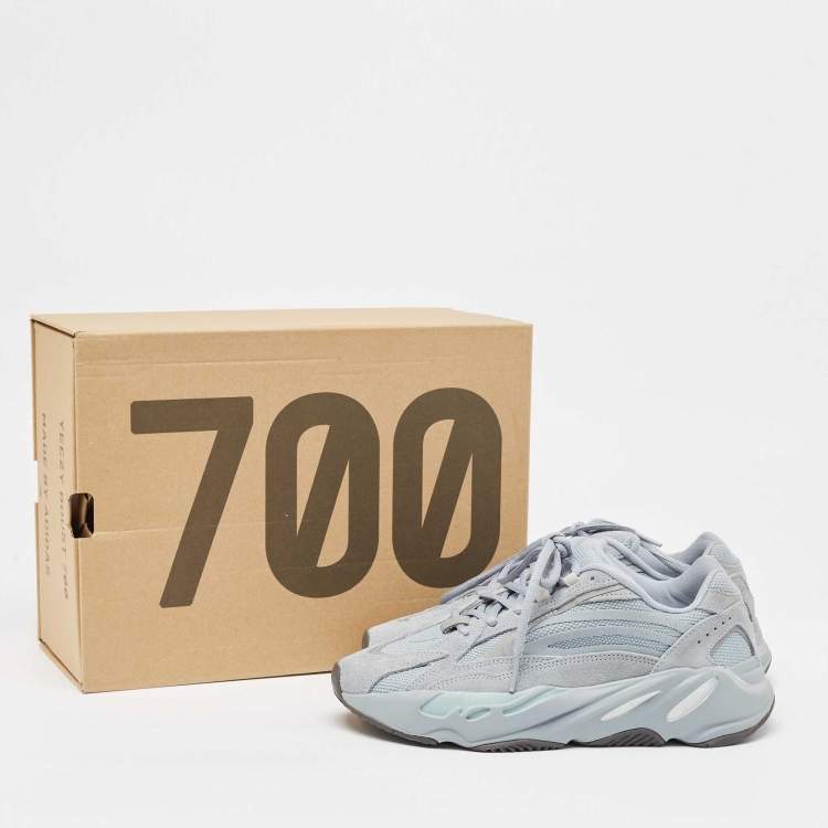 Pre Owned Yeezy x Adidas Blue Mesh and Suede Boost 700 V2 Hospital Blue Sneakers Size 39 1/3